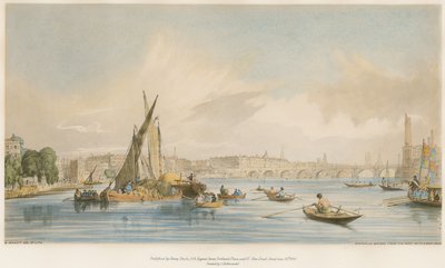 Waterloo Bridge, from the West, with a Boat Race by William Parrott